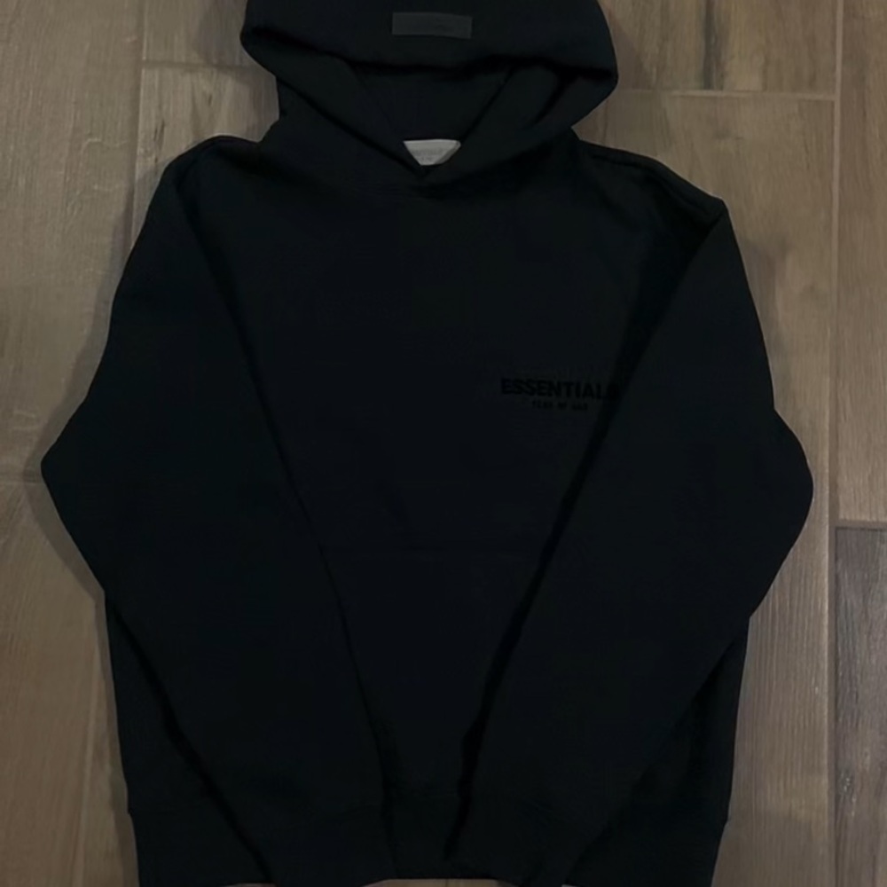 Essentials Black Hooded Pullover
